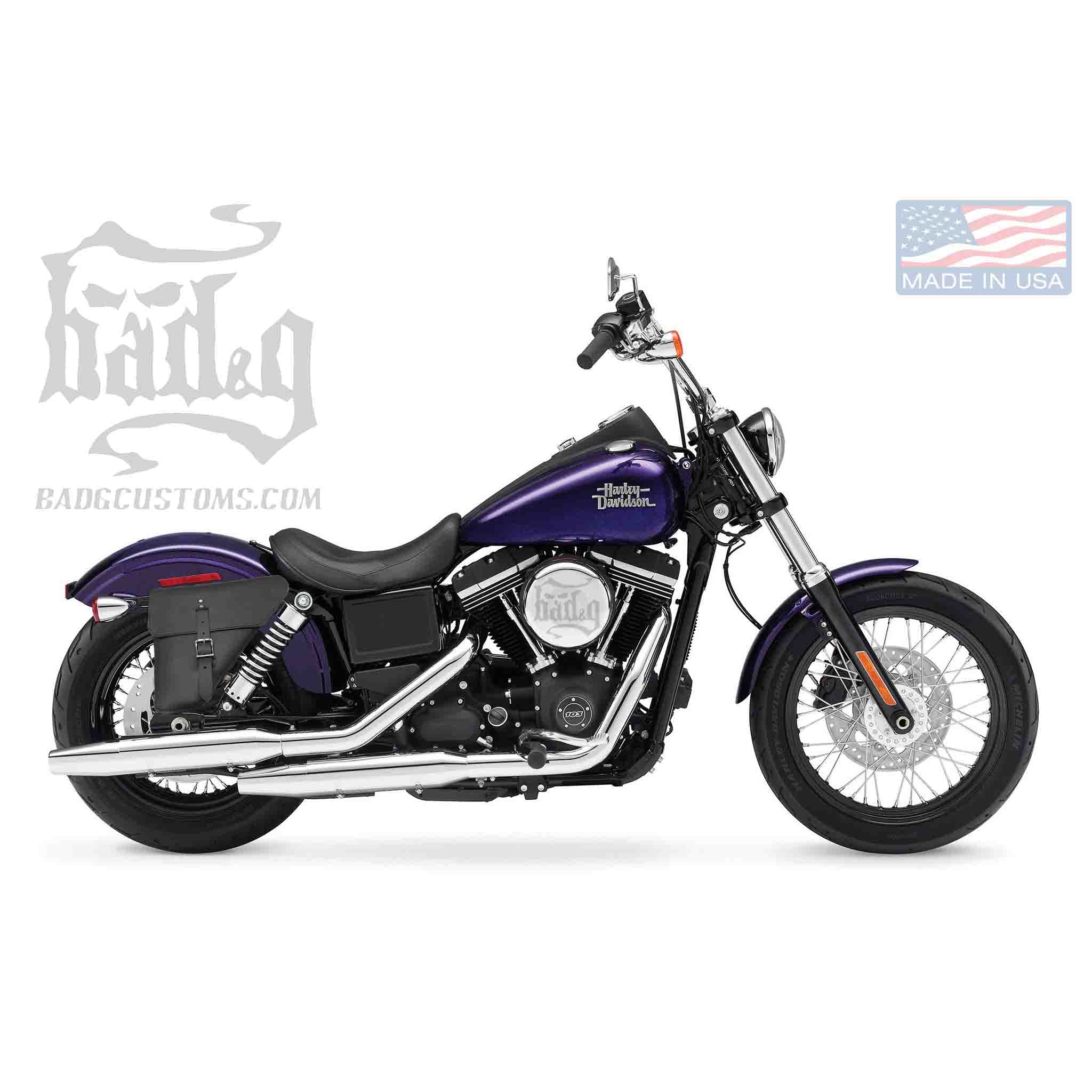 Upgrade your Harley-Davidson® Dyna with the DR03 Dyna Right Side Solo Bag. Hand crafted in USA with premium leather and top quality hardware. Durable and stylish, it's the perfect fit for your motorcycle.