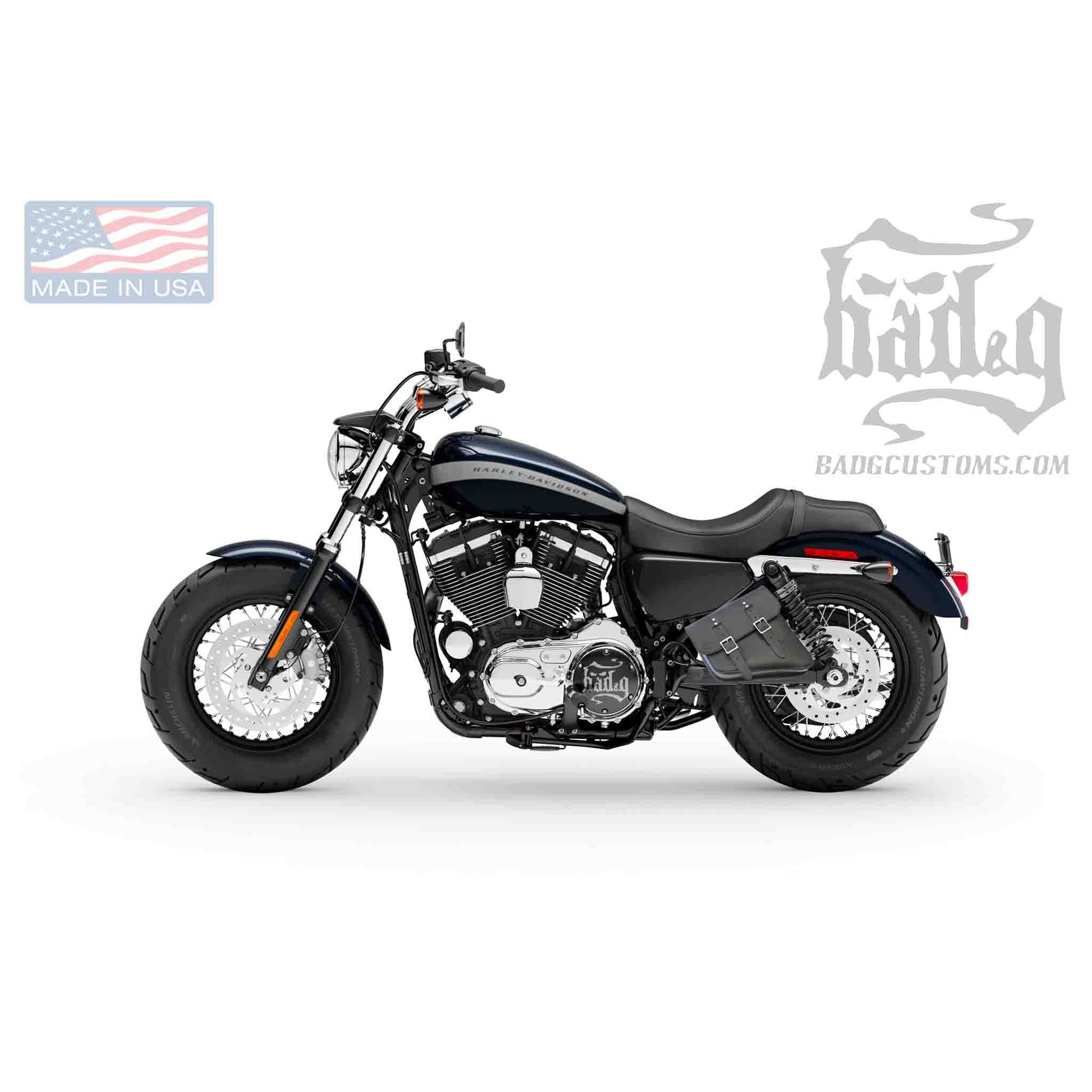 Upgrade your Harley-Davidson® Sportster with the SL02 Left Side Solo Bag. Hand crafted in USA with premium leather and top quality hardware. Durable and stylish, it's the perfect fit for your motorcycle.